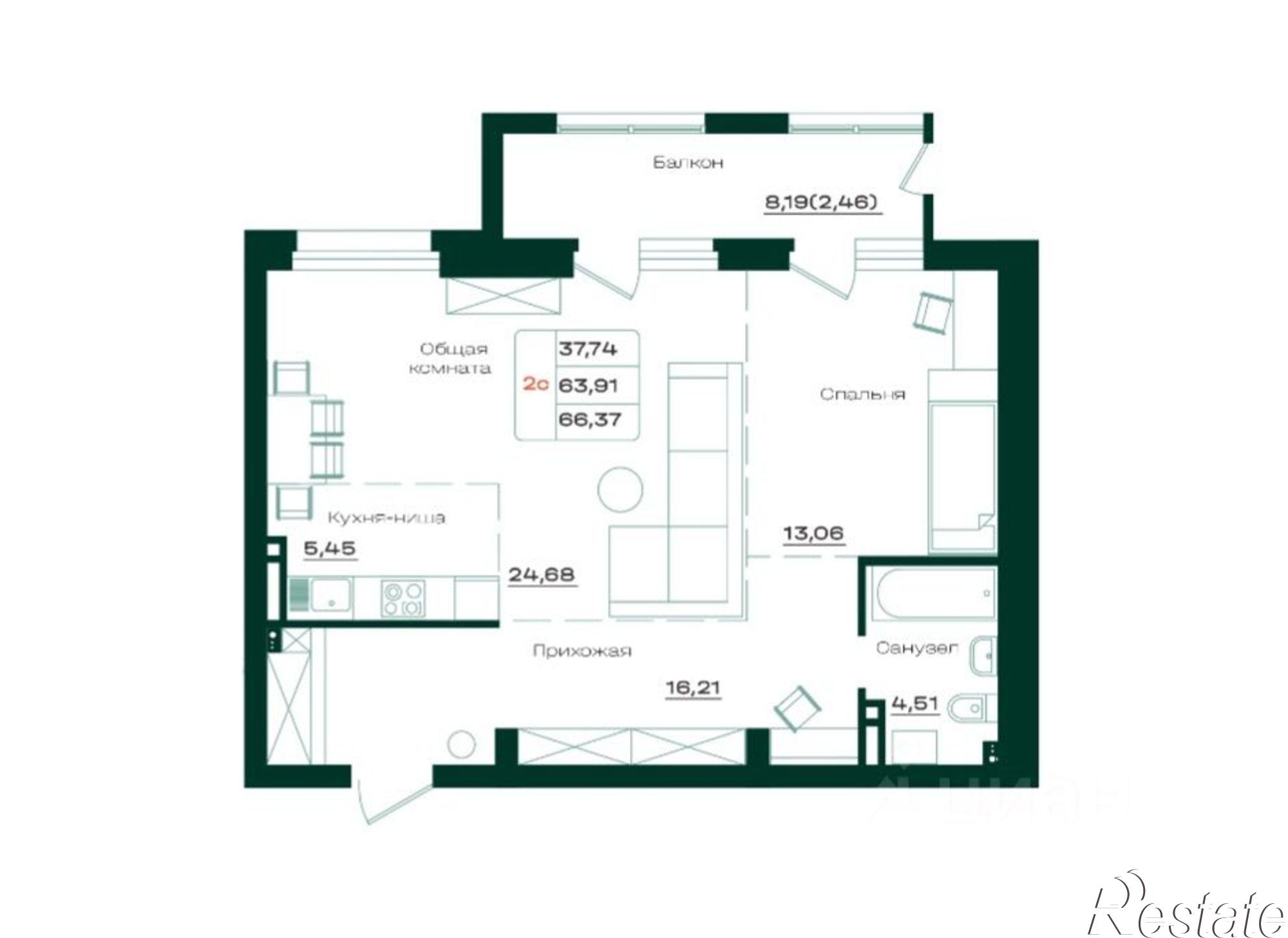 Купить квартиру за 12 300 000 рублей на проспект Строителей, 18 к1