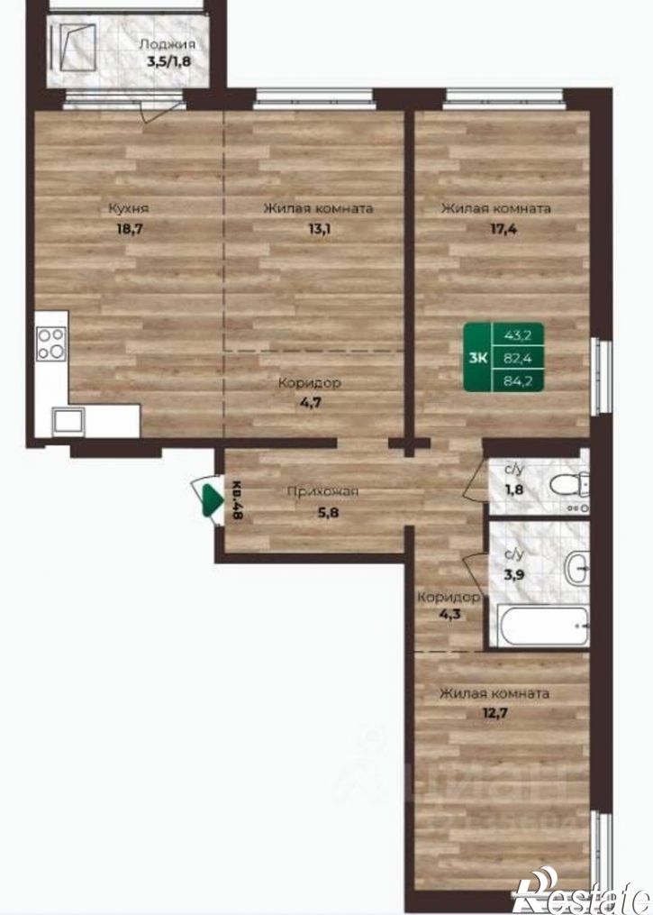 3-комн квартира 6-я Нагорная улица, 15Г/1 к2,  д. 15Г/1 к2