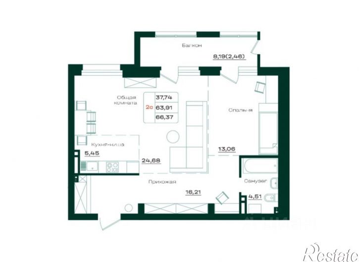 2-комн квартира проспект Строителей, 18 к1,  д. 18 к1