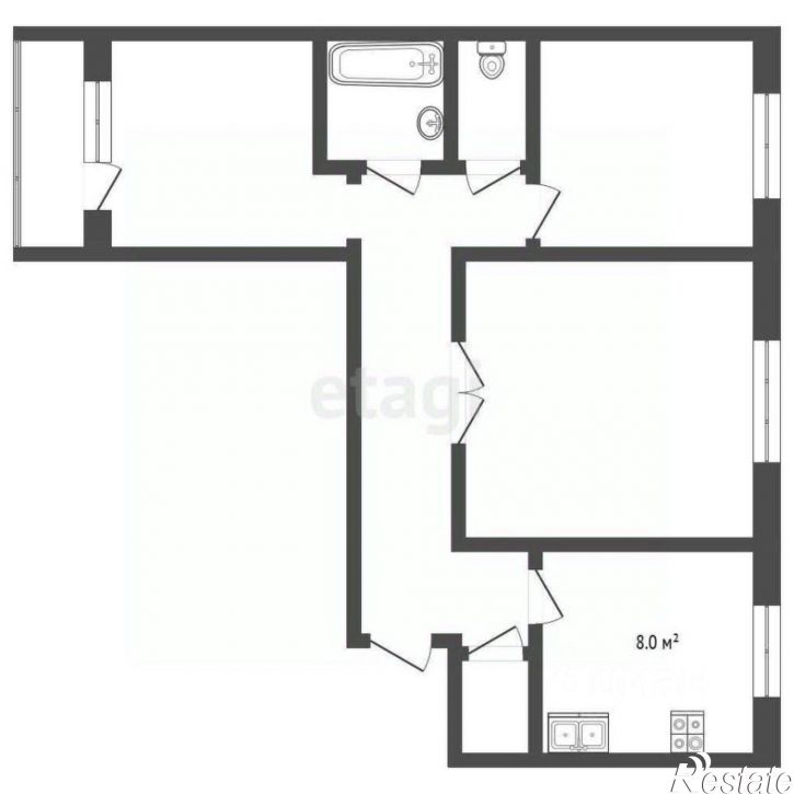 3-комн квартира городской округ Барнаул