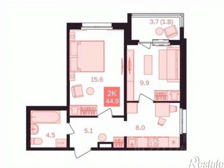 2-комн квартира улица Гоголя, 25А,  д. 25А