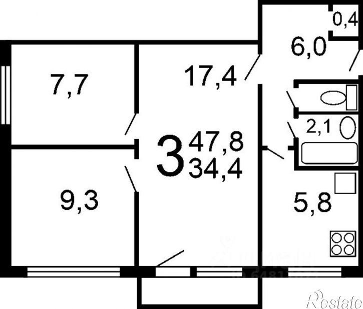 3-комн квартира улица 50 лет СССР, 15,  д. 15