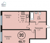 2-комн, 48 кв м, этаж 7/24 пр-кт Дзержинского, 1А