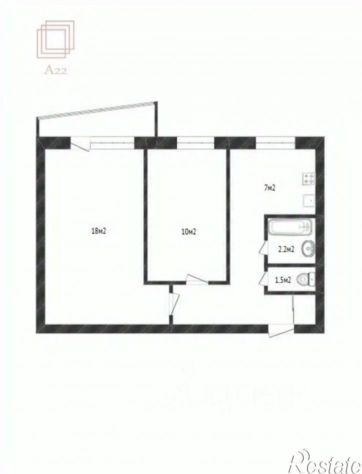 2-комн квартира улица 50 лет СССР, 22,  д. 22