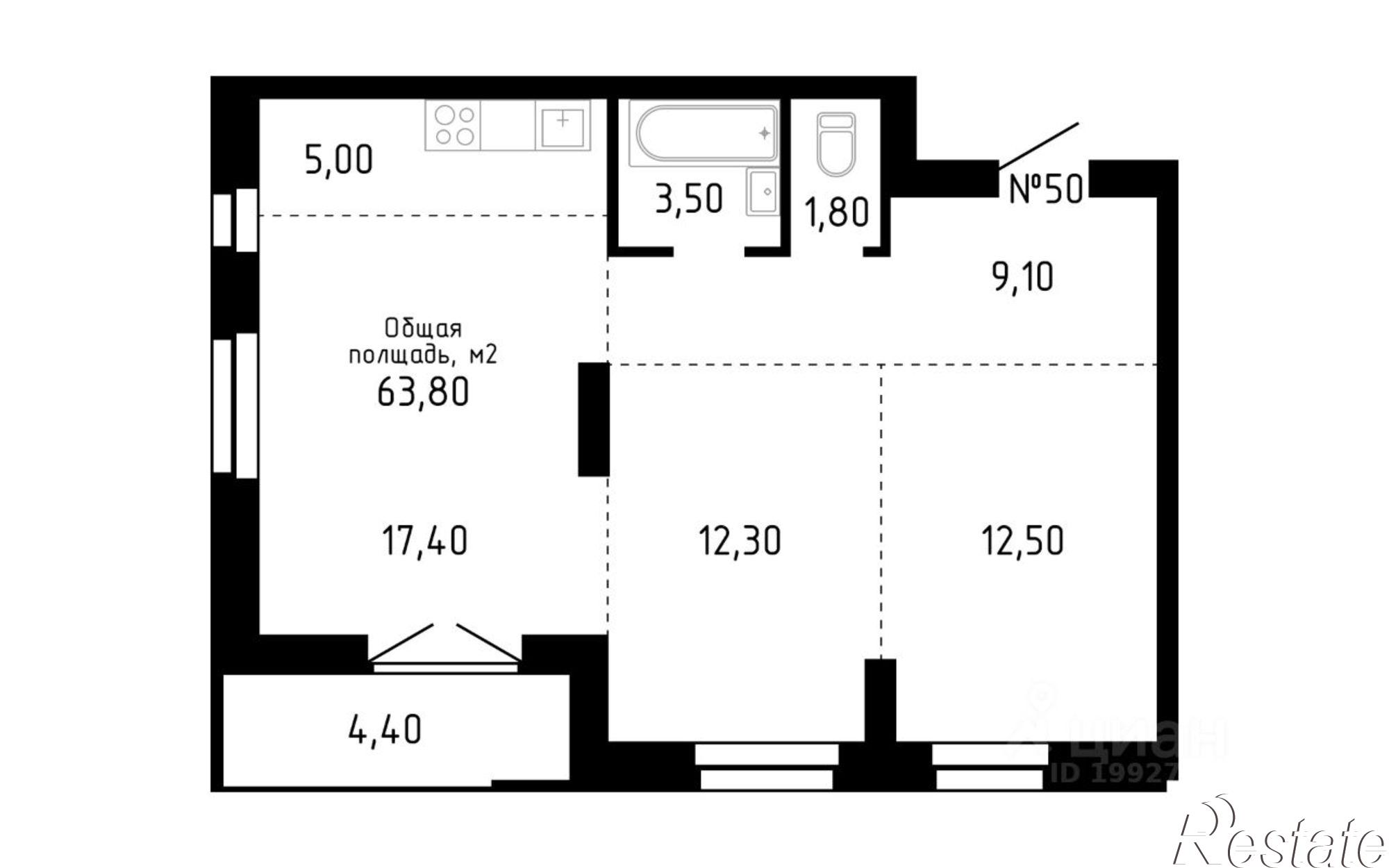 Купить квартиру за 9 153 840 рублей на ул Никитина, 10