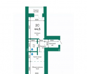 2-комн, 44 кв м, этаж 5/10 Просторная улица, 390 к2