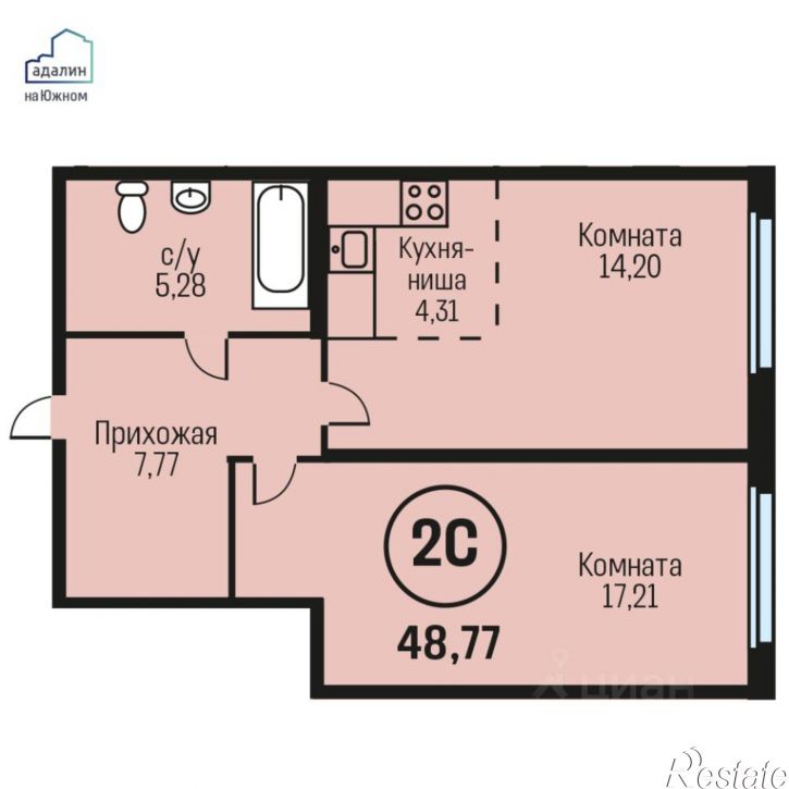 2-комн квартира в новом доме пр-кт Дзержинского, 1А,  д. 1А