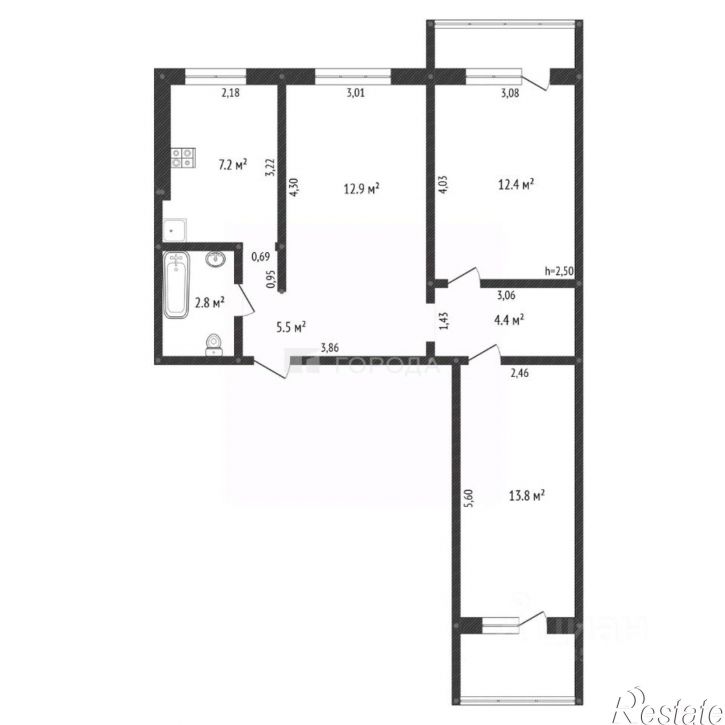 3-комн квартира улица 40 лет Октября, 2,  д. 2