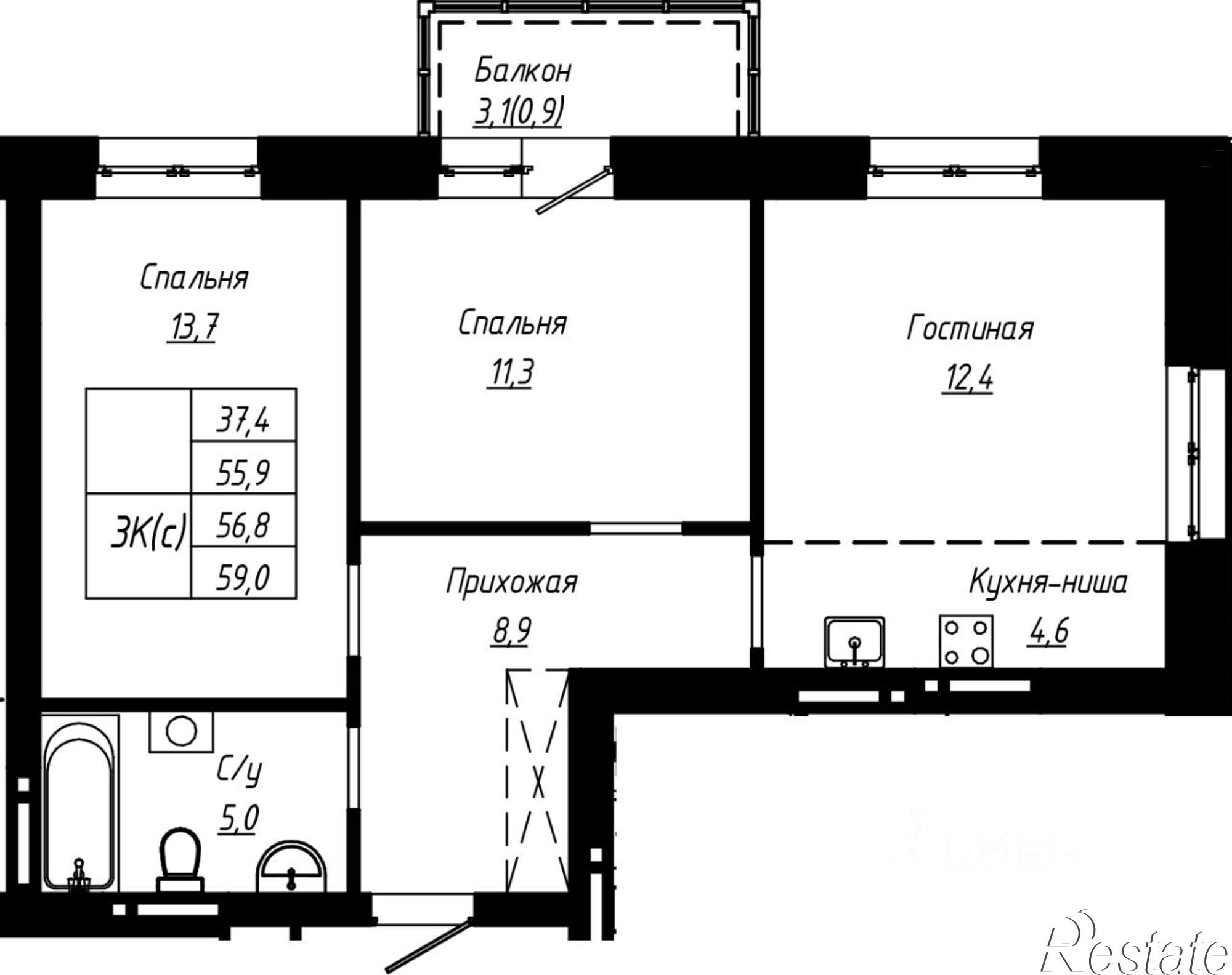 Купить квартиру за 9 088 000 рублей на ул Чернышевского, 209