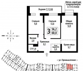 3-комн, 60 кв м, этаж 15/23 Промышленная улица, 10