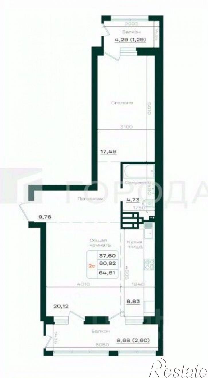 2-комн квартира проспект Строителей, 18 к1,  д. 18 к1