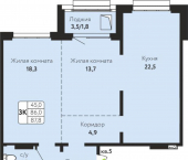 3-комн, 87 кв м, этаж 6/10 ул Солнечная Поляна, 69