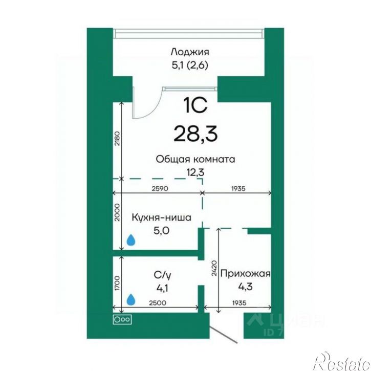 1-комн квартира в новом доме Просторная улица, 390к2