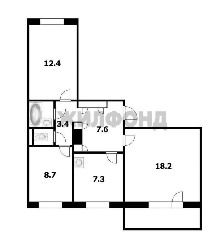 3-комн квартира Островского улица, д.8