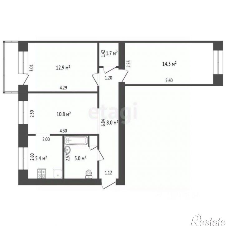 3-комн квартира ул Матросова, 7А,  д. 7А