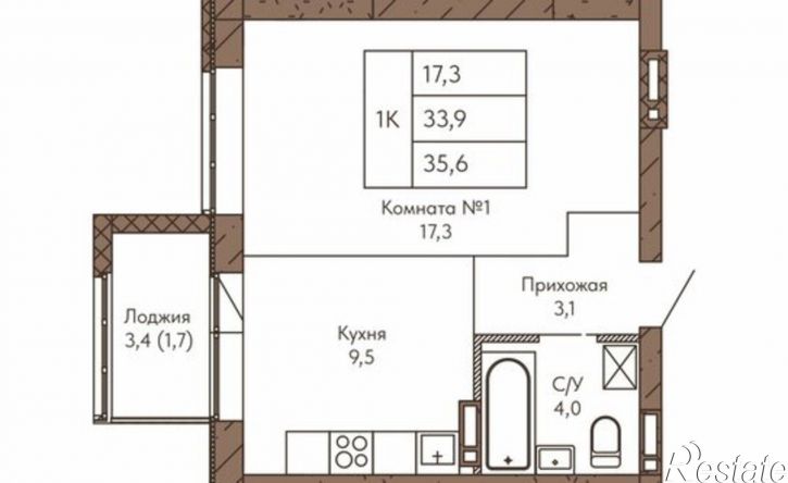 1-комн квартира в новом доме ул Никитина, 1А,  д. 1А