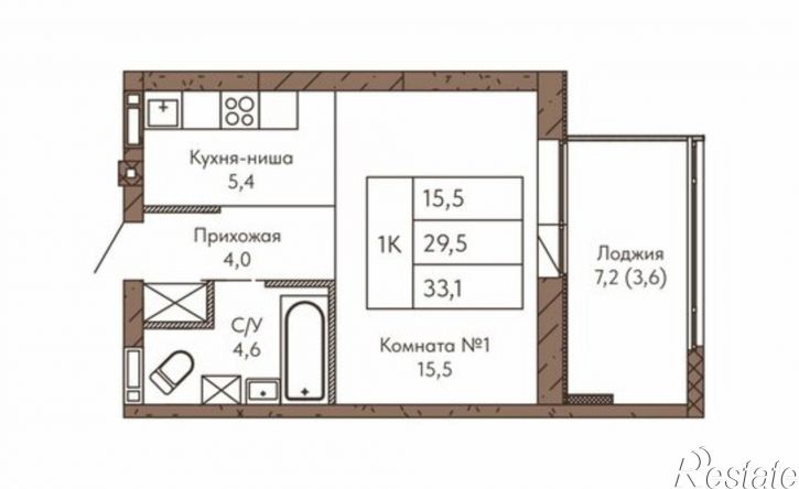 1-комн квартира в новом доме ул Никитина, 1А,  д. 1А
