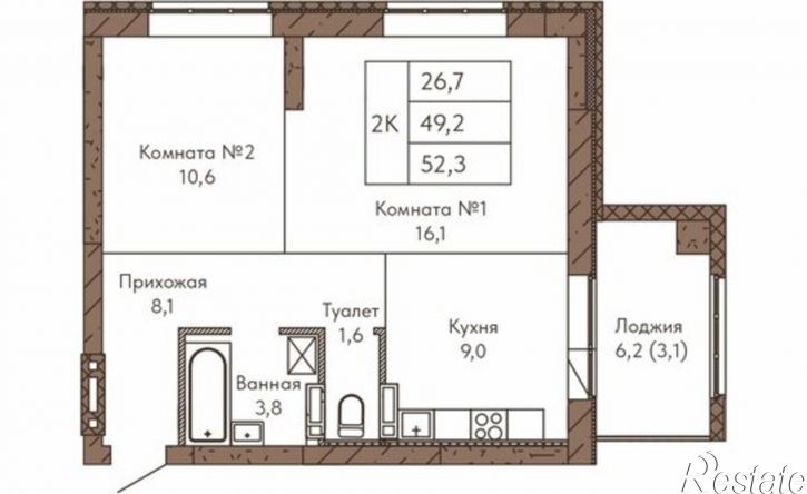2-комн квартира в новом доме ул Никитина, 1А,  д. 1А
