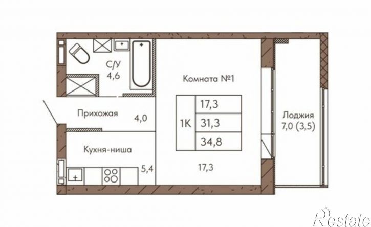 1-комн квартира в новом доме ул Никитина, 1А,  д. 1А