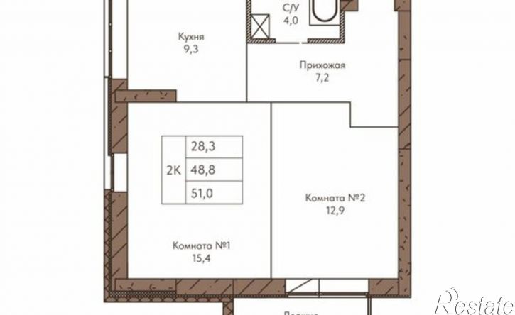 2-комн квартира в новом доме ул Никитина, 1А,  д. 1А