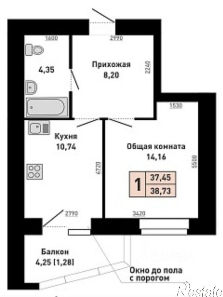 1-комн квартира ул Энтузиастов, 59,  д. 59