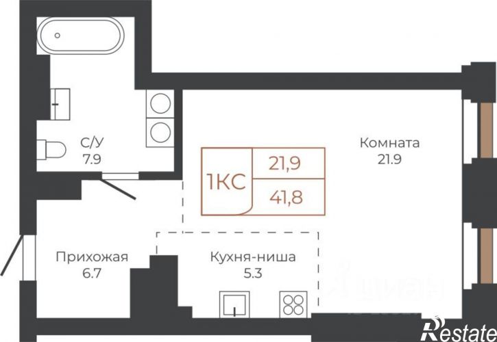 1-комн квартира в новом доме пл им В.Н.Баварина, 8,  д. 8