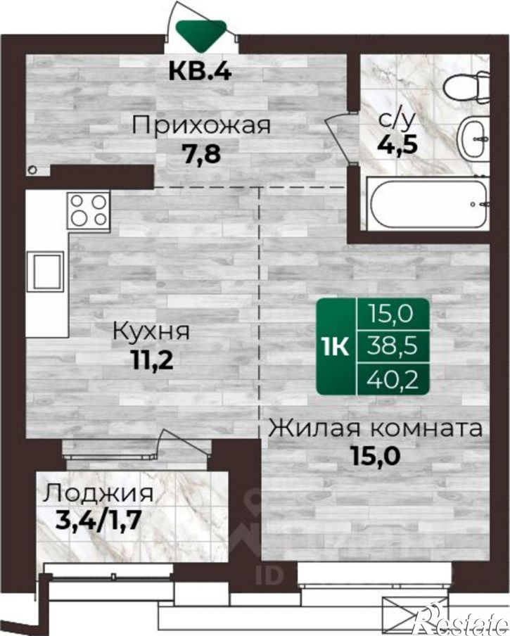 1-комн квартира в новом доме ул Нагорная 6-я, 15г/9,  д. 15г/9