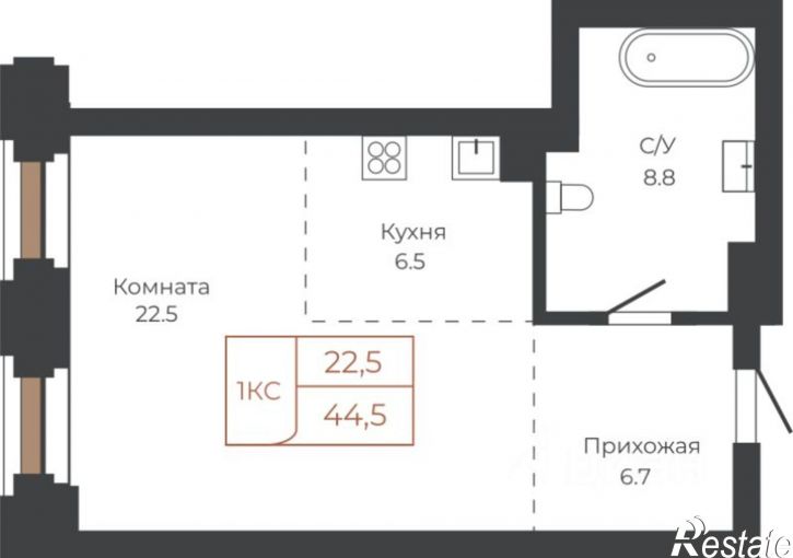 1-комн квартира в новом доме площадь Баварина
