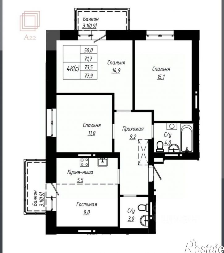 4-комн квартира улица Чернышевского, 189 к1,  д. 189 к1