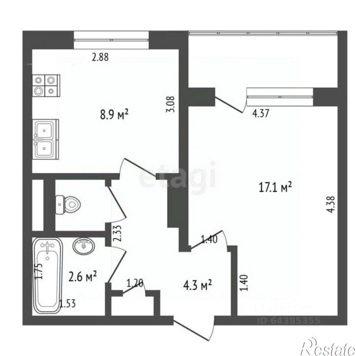 1-комн квартира пр-кт Строителей, 38,  д. 38