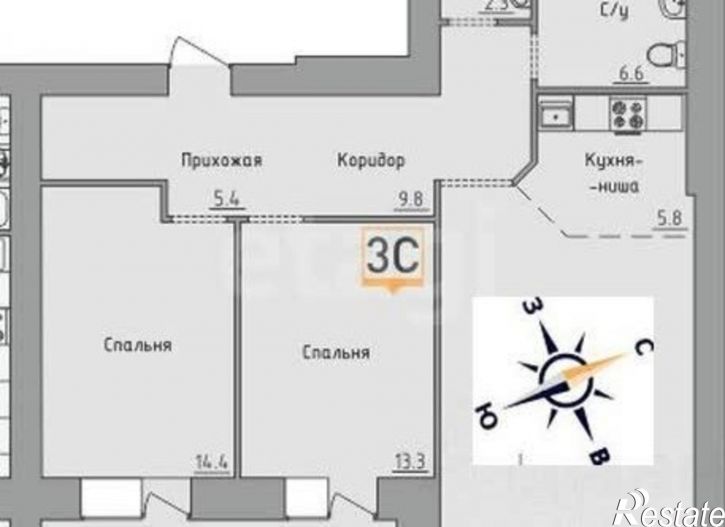 2-комн квартира Комсомольский пр-кт, 122в 3,  д. 122в 3,  к. 3