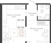 1-комн, 42 кв м, этаж 13/22 ул Малахова, 155