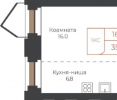 1-комн, 35 кв м, этаж 11/27 площадь Баварина