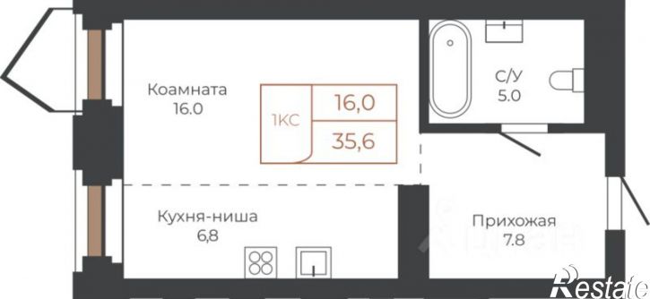 1-комн квартира в новом доме площадь Баварина