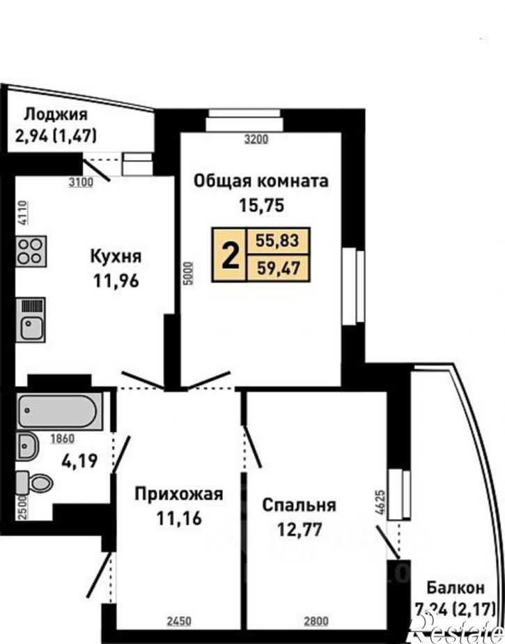 2-комн квартира ул Малахова, 134а 2,  д. 134а 2,  к. 2