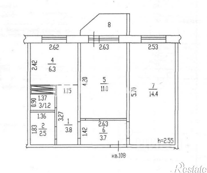 2-комн квартира ул Колесная, 12,  д. 12