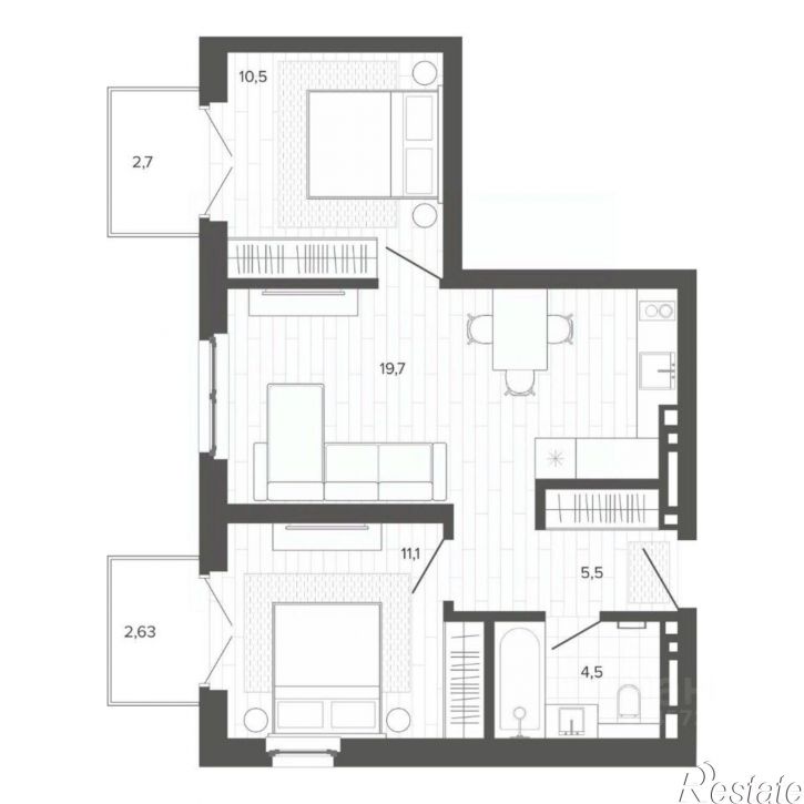 3-комн квартира в новом доме Змеиногорский тракт, 35А,  д. 35А
