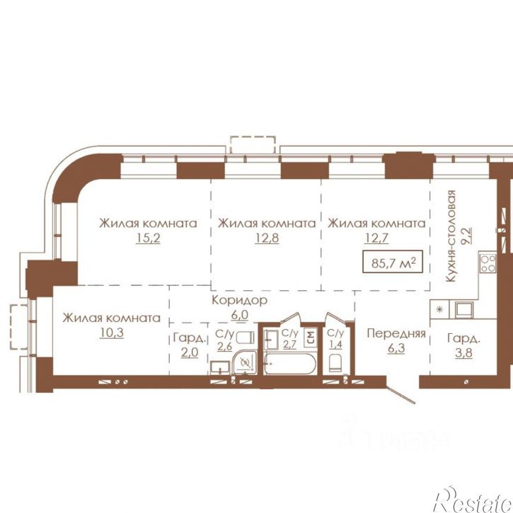 4-комн квартира в новом доме ул Островского, 173Б,  д. 173Б