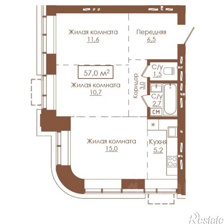 3-комн квартира в новом доме улица Гущина, 173Б,  д. 173Б