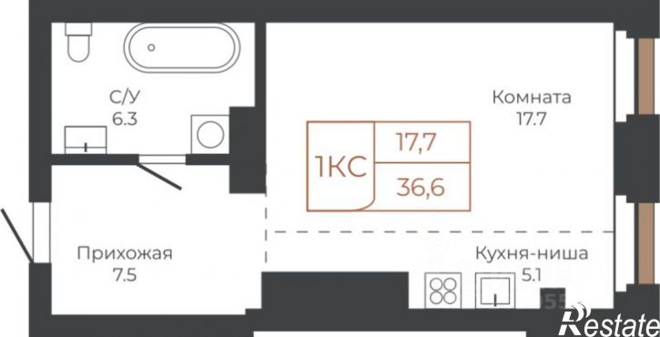 1-комн квартира в новом доме пл им В.Н.Баварина, 8,  д. 8