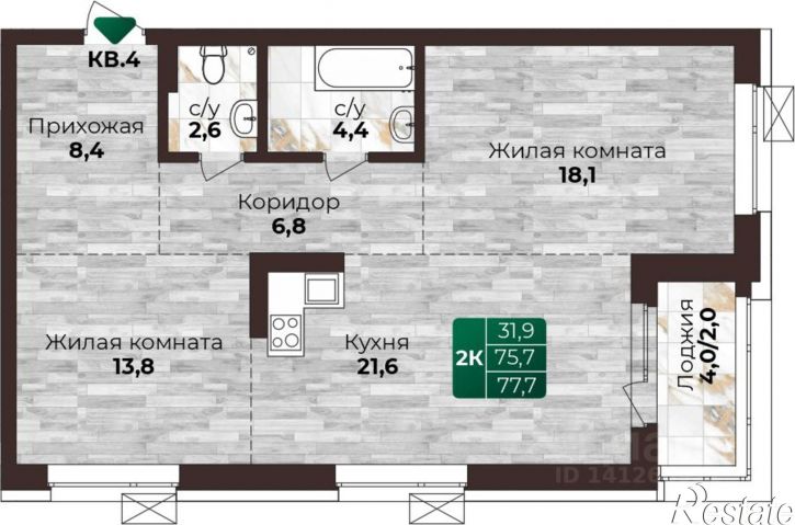 2-комн квартира в новом доме 6-я Нагорная улица, 15Г/1,  д. 15Г/1