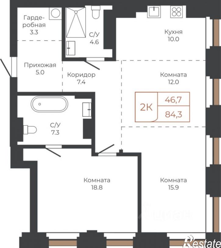 3-комн квартира в новом доме пл им В.Н.Баварина, 8,  д. 8