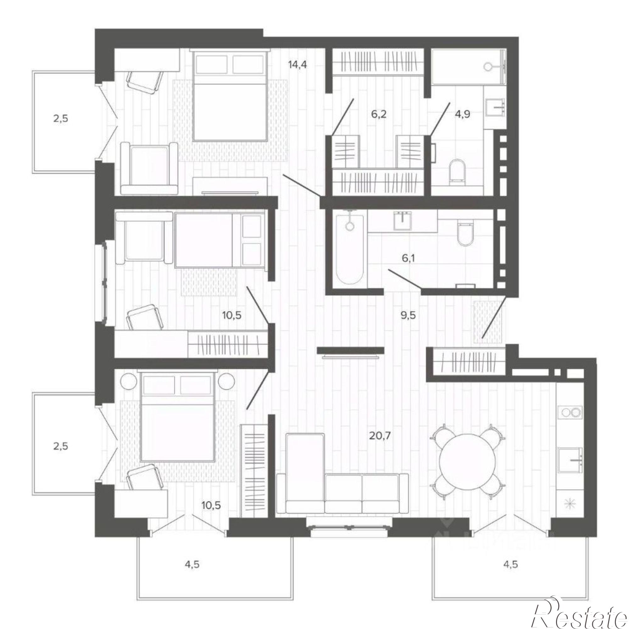 Купить квартиру за 15 851 700 рублей на Змеиногорский тракт, 35б 3