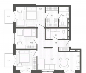 3-комн, 95 кв м, этаж 6/9 Змеиногорский тракт, 35б 3
