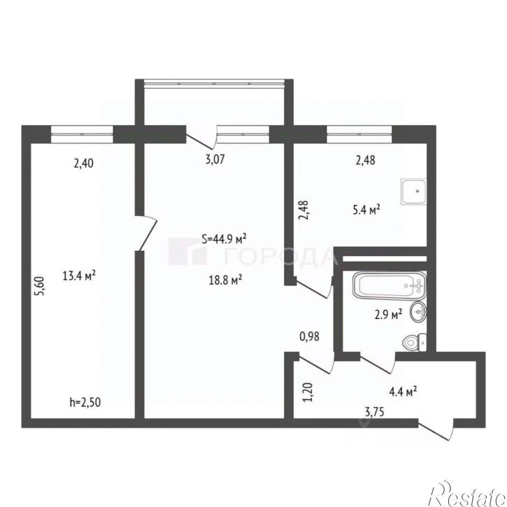 2-комн квартира ул Глушкова, 38,  д. 38