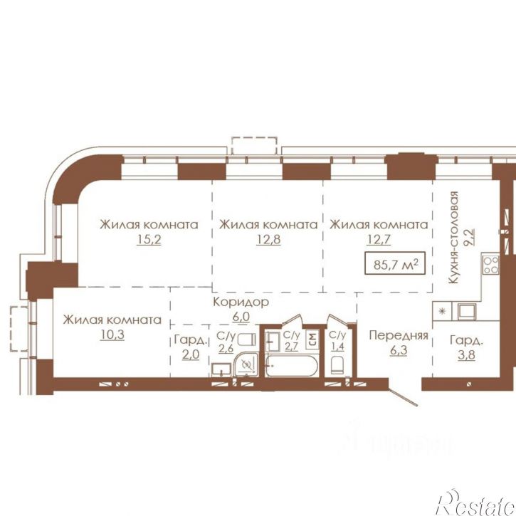 4-комн квартира в новом доме улица Гущина, 173Б,  д. 173Б