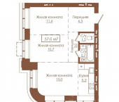 3-комн, 57 кв м, этаж 5/18 улица Гущина, 173Б