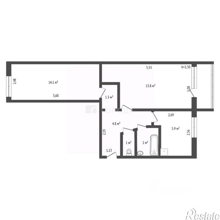 2-комн квартира ул 80 Гвардейской Дивизии, 14,  д. 14