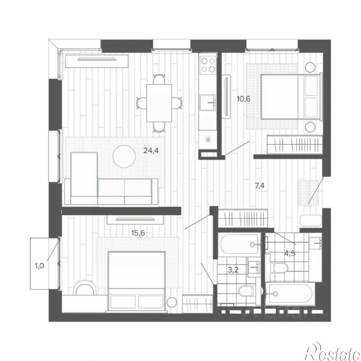 3-комн квартира в новом доме Змеиногорский тракт, 35б 2,  д. 35б 2,  к. 2