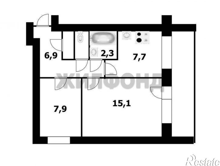 2-комн квартира Анатолия улица, д.222